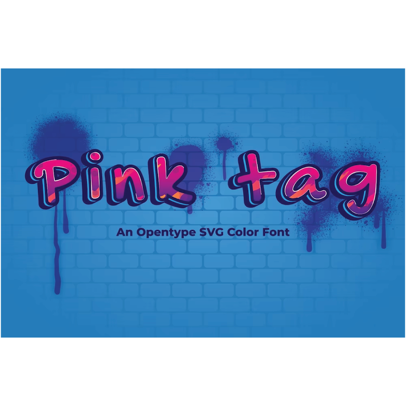 پرو تمپلیت فونت انگلیسی فونت رنگی pink tag